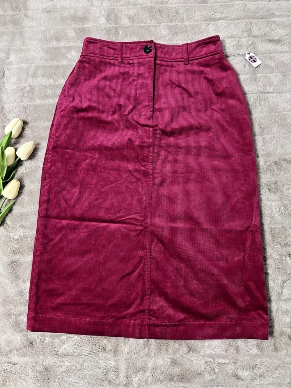 Boden Raspberry Cord Pencil Skirt